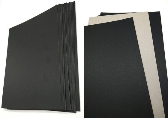 One Side Black Painted Grey Back 650gsm Black Cardboard Paper for Notebook Cover supplier